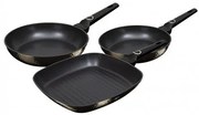 Set 3 tigai cu strat titan antiaderent Primal Gloss Berlinger Haus BH 6073, maro, curatare usoara, grill, inductie