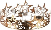 Suport lumânare de Advent Stele, auriu, metal,diametru 25 cm