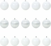 vidaXL Set de globuri de Crăciun XL 15 pcs Alb Plastic