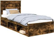 vidaXL Cadru de pat Stejar fumuriu 100 x 200 cm Lemn de pin masiv