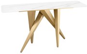 Consola design modern, Metal, Auriu, Ceramica, Alb, ART LIVING 140cm