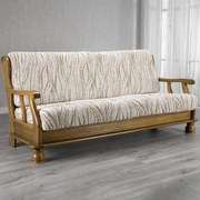 Huse bielastice UNIVERSO NOU bej cu dungi 3fotoliu cu manere de lemn (l. 150 - 200 cm)