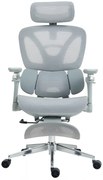 RESIGILAT- METACHAIR DORO Scaun ergonomic, cotiere 6D, suport lombar dinamic, spătar reglabil înălțime, tetieră 2D, suport picioare, mecanism multifunctional inclinare/blocare, pivotant, Mesh, Gri
