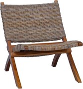 vidaXL Scaun relaxare, natural, ratan kubu și lemn masiv de mahon