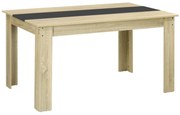 HOMCOM Masă de dining pentru 6 persoane din lemn aspect natur și negru, dim. 140L x 90l x 75H cm | Aosom Romania