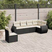 vidaXL Set mobilier de grădină cu perne, 6 piese, negru, poliratan