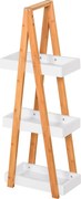 Kleankin Raft Baie cu 3 Rafturi din MDF și Bambus, Dulap Baie, 30x18x81 cm, Lemn | Aosom Romania