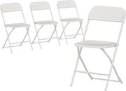 HOMCOM Set de 4 Scaune Pliabile cu Găuri de Drenaj din Plastic și Metal, 45x49x79.5 cm, Alb | Aosom Romania