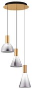 Lustra moderna cu 3 pendule LED, Metal, Sticla, Fumuriu, Voi