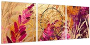 Tablou - Pictură abstractă de flori II. (cu ceas) (90x30 cm)