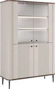 Vitrină cu patru uși Vesper 103 cm - cașmir / nuc / picioare negre