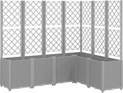 vidaXL Jardinieră de grădină cu spalier gri deschis 160x120x140 cm PP