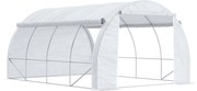 Outsunny Seră cu Tunel cu Ușă, Panouri și 8 Ferestre Rulabile, în Oțel Zincat și PE, 3.97x3x2 m, Alb | Aosom Romania