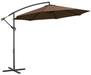 Outsunny Umbrelă Exterioară cu Manivelă, din Oțel și Poliester Rezistent la UV, Ø295x245 cm, Cafea | Aosom Romania
