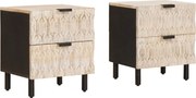 vidaXL Dulap de noapte 2 pcs Alb 40 x 33 x 46 cm Lemn de mango solid