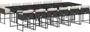 vidaXL Set mobilier de grădină cu perne, 13 piese, negru, poliratan