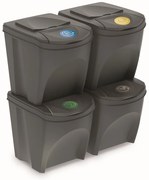 Set pubele pentru deseuri sortate II, 4 x 25 l, gri