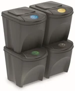 Set pubele pentru deseuri sortate II, 4 x 25 l, gri