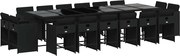 vidaXL Set mobilier de grădină cu perne, 17 piese, negru, poliratan
