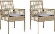 vidaXL Scaun pentru Grădină 2 pcs Bej 55 x 53 x 85 cm poliratan
