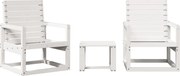 vidaXL Set mobilier de grădină, 3 piese, alb, lemn masiv de pin
