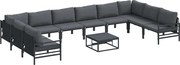 vidaXL Set de canapele pentru grădină cu pernă 11 pcs Negru Oțel