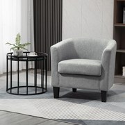 Fotoliu Modern Capitonat cu Sezut Adanc HOMCOM, Fotoliu mic pentru Dormitor si Sufragerie, 75x72x74cm, Gri | Aosom RO