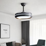 Lustră cu Ventilator LED Retractabil, Negru