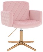 HR802CROSS Scaun Roz Pudra din Catifea cu Bază Aurie