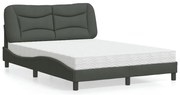vidaXL Pat cu saltea, gri închis, 140x200 cm, textil