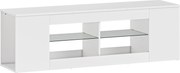HOMCOM Suport TV 140 cm, comodă TV, 6 compartimente, 2 rafturi din sticlă, PAL, Alb | Aosom Romania