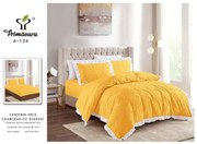 Lenjerie De Pat Dublu 4 Piese Cu Volanase Si Fluturi -  Galben