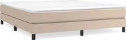 vidaXL Pat box spring cu saltea, cappuccino, 160x200cm piele ecologică
