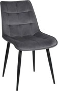 Scaun RON, gri inchis/negru, stofa catifelata/metal, 48x62x87 cm