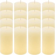 Set de lumânări rustice, 10 cm, Ø 5 cm, crem, 16 buc