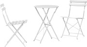 vidaXL Set Bistro Pliabil 3 pcs Alb Oțel