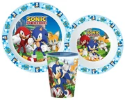 Sonic Ariciul set de vase, set din plastic micro, cu pahar de 260 ml