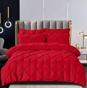 Lenjerie de pat 2 persoane, bumbac finet, cu pliuri brodate, 6 piese, PRE57