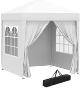 Outsunny Foisor Pliabil 2x2 m con 4 Pereti Detasabili, Foisor de Gradina cu Sac pentru Transport din Poliester si Otel, Alb | AOSOM RO