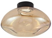 Plafonieră de design neagră cu sticlă de culoarea chihlimbarului - Gemma