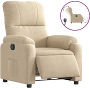 vidaXL Fotoliu rabatabil electric, crem, microfibră