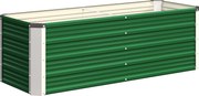 Outsunny Pat de Grădină Ridicat Fără Fund, din Oțel, cu 2 Zone de Cultivare, 125x47x40 cm, Verde | Aosom Romania