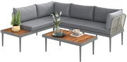 Outsunny Set de Mobilier de Grădină din 3 Piese cu 2 Canapele și Măsuță de Cafea, 184x75x71 cm, Gri | Aosom Romania