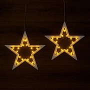 Set de stele, 2 bucăți, 20 LED-uri, alb cald