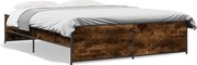 vidaXL Cadru de pat, stejar fumuriu 150x200 cm lemn prelucrat și metal