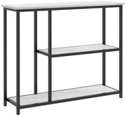 HOMCOM Consola in design industrial, 2 rafturi, aspect de marmura, Negru + Alb | Aosom Romania