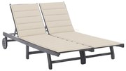 vidaXL Șezlong grădină cu perne, 2 persoane, gri, lemn masiv acacia