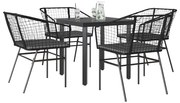 vidaXL Set de sufragerie de grădină 5 piese neagră Sticlă Poly Rattan