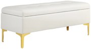 HOMCOM Bancă cu Spațiu de Depozitare, suportând până la 120kg, 120x44x44,5cm, Bej | Aosom Romania
