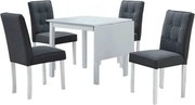 Set masa extensibila cu 4 scaune BJORK NEW, alb/gri inchis, stofa clas